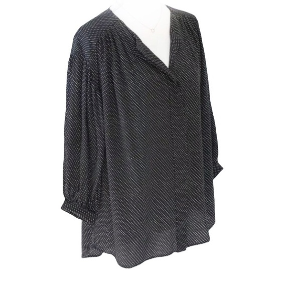 Jeunesse Francoise Poet Blouse Top Women's Silk Black Polka Dot - Picture 2 of 15